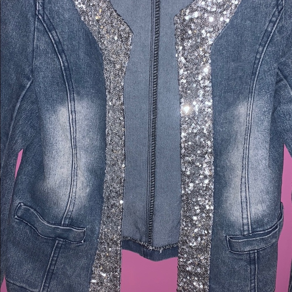 Sequined Denim Jacket - image 2